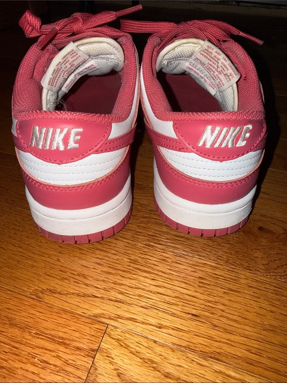 Nike Pink and White Dunk Lows